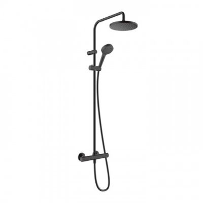 Hansgrohe Vernis Blend Душевая стойка с верхним душем 200 1jet с термостатом, EcoSmart, цвет: матовый черный 26089670