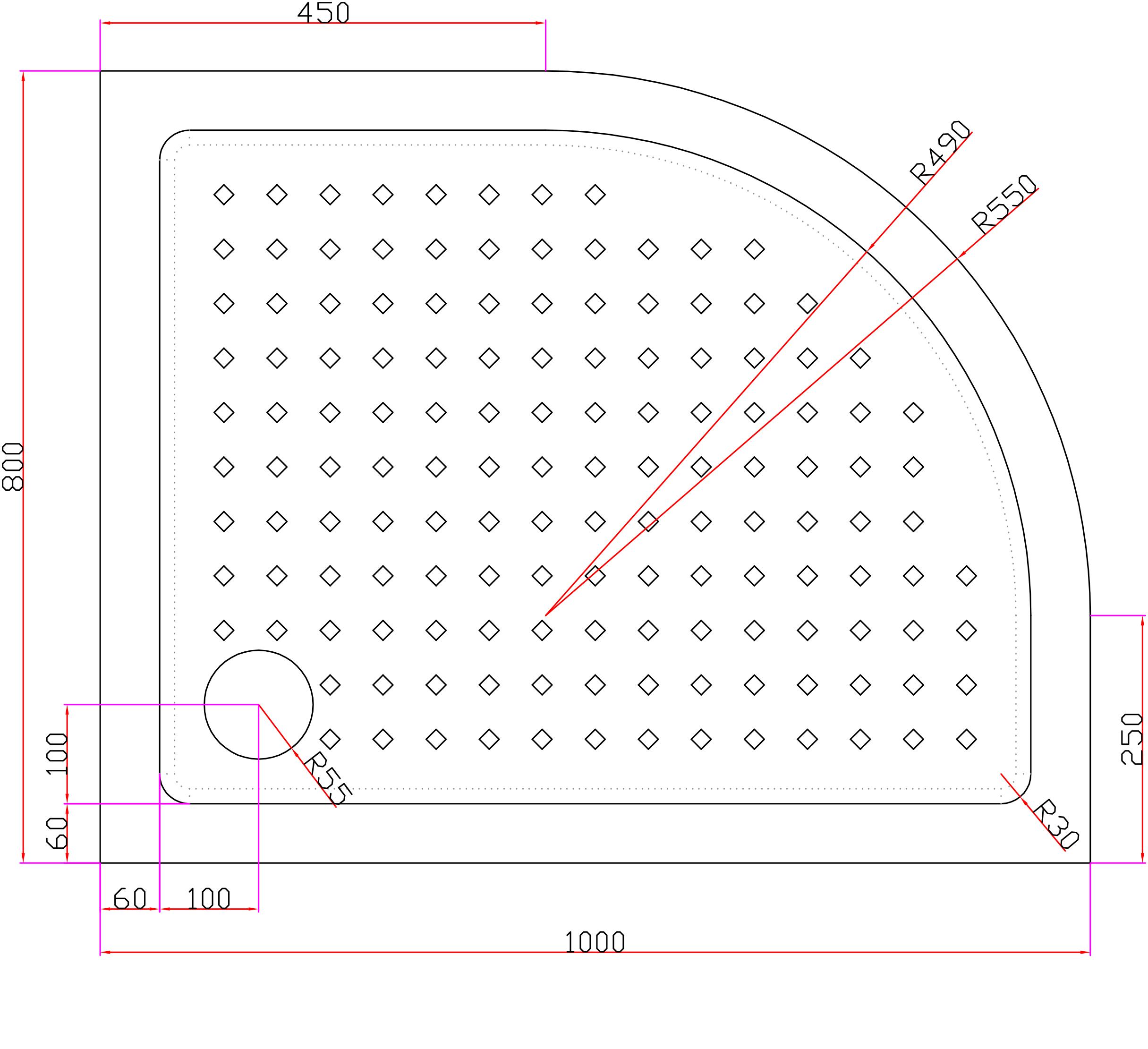 TRAY-A-RH-100/80-550-15-W-L Акриловый поддон для душа CEZARES 100x80