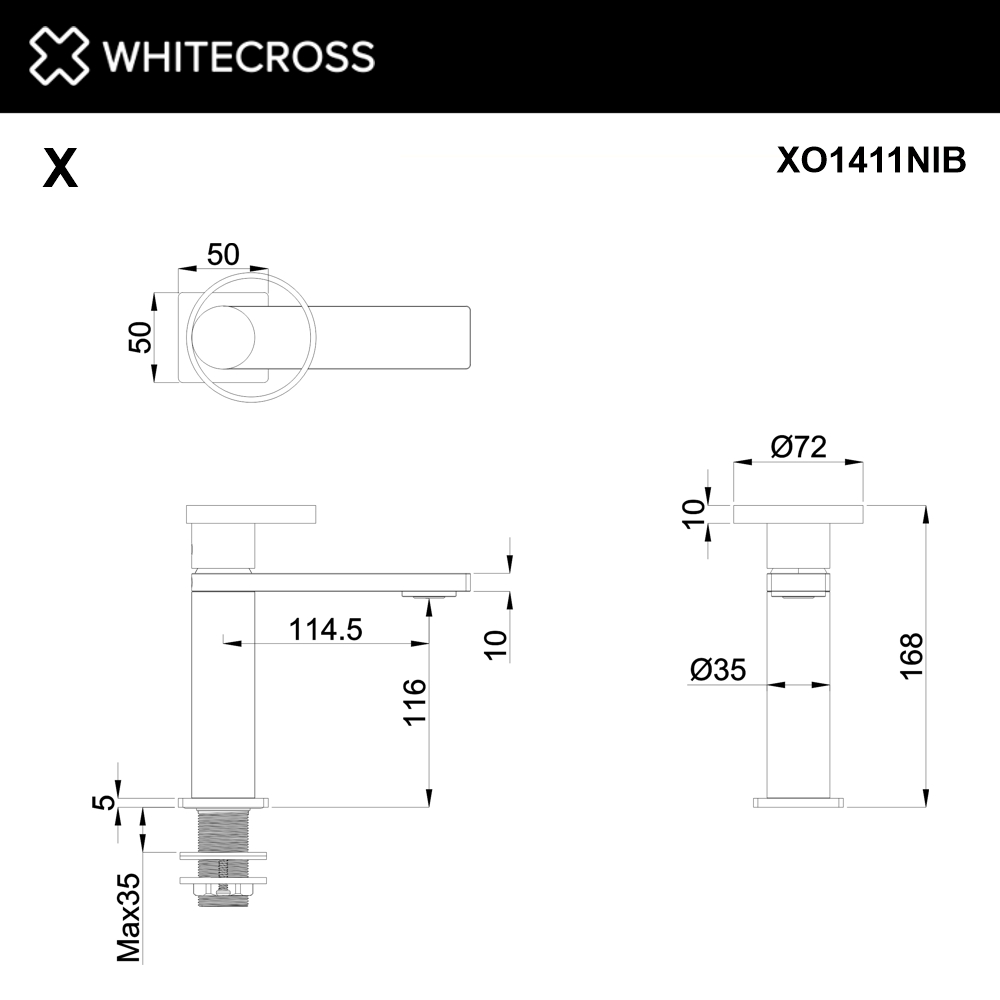 Cмеситель для умывальника WHITECROSS XO1411NIB (брашированный никель)