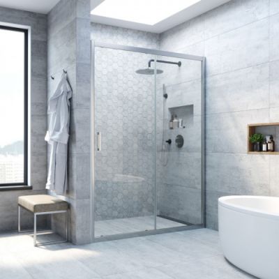 Душевая дверь в нишу  раздвижная 123-128 см, Vegas Glass ZP NOVO 125 07 01 стекло прозрачное, профиль матовый хром