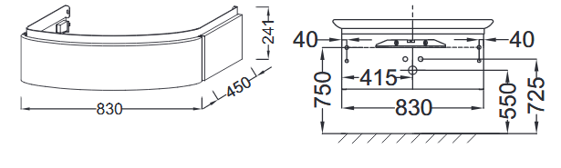 Jacob Delafon Presquile EB1100-G1C Мебель 83 см для раковины-столешницы 100 см