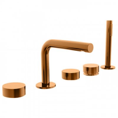 Fantini AF/21 Набортный смеситель для ванны, 5 отв., излив: 155 мм, цвет: Matt Copper PVD 27 P9 A265