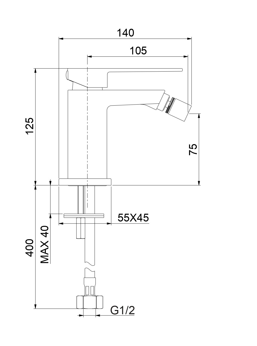 Смеситель для биде Fiore KUBE 100NN8536, черный