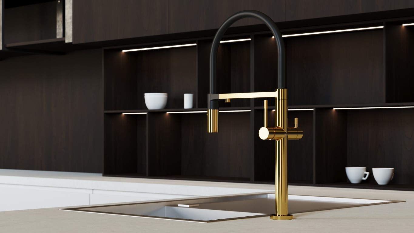 Смеситель для кухни Boheme UNO GOLD c краном для питьевой воды 115-G