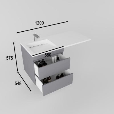 Тумба для раковины подвесная "Даллас ЛЕОН 120", Люкс серая, PLUS