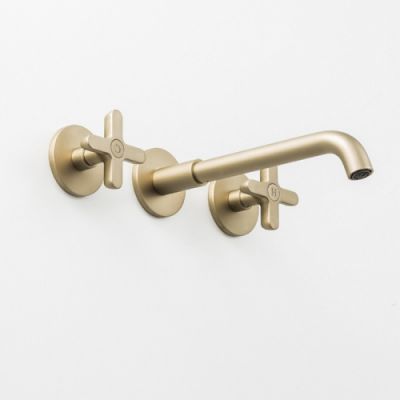 Fantini Icona Classic Смеситель для раковины, настенный, цвет: матовое золото 53 02 R013B