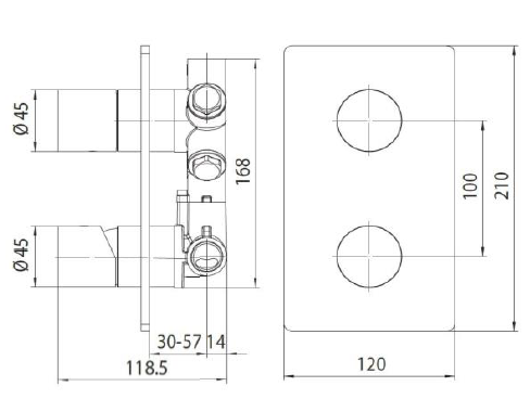 BOSSINI OKI /CUBE NEW Скрытая часть для механического смесителя на 2-5 потребителя Z00130000