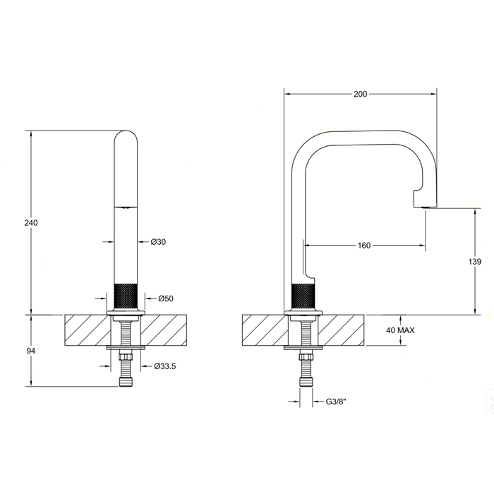 Gessi Inciso Отдельно стоящий излив 160мм, h=240мм, цвет: finox 58093#149