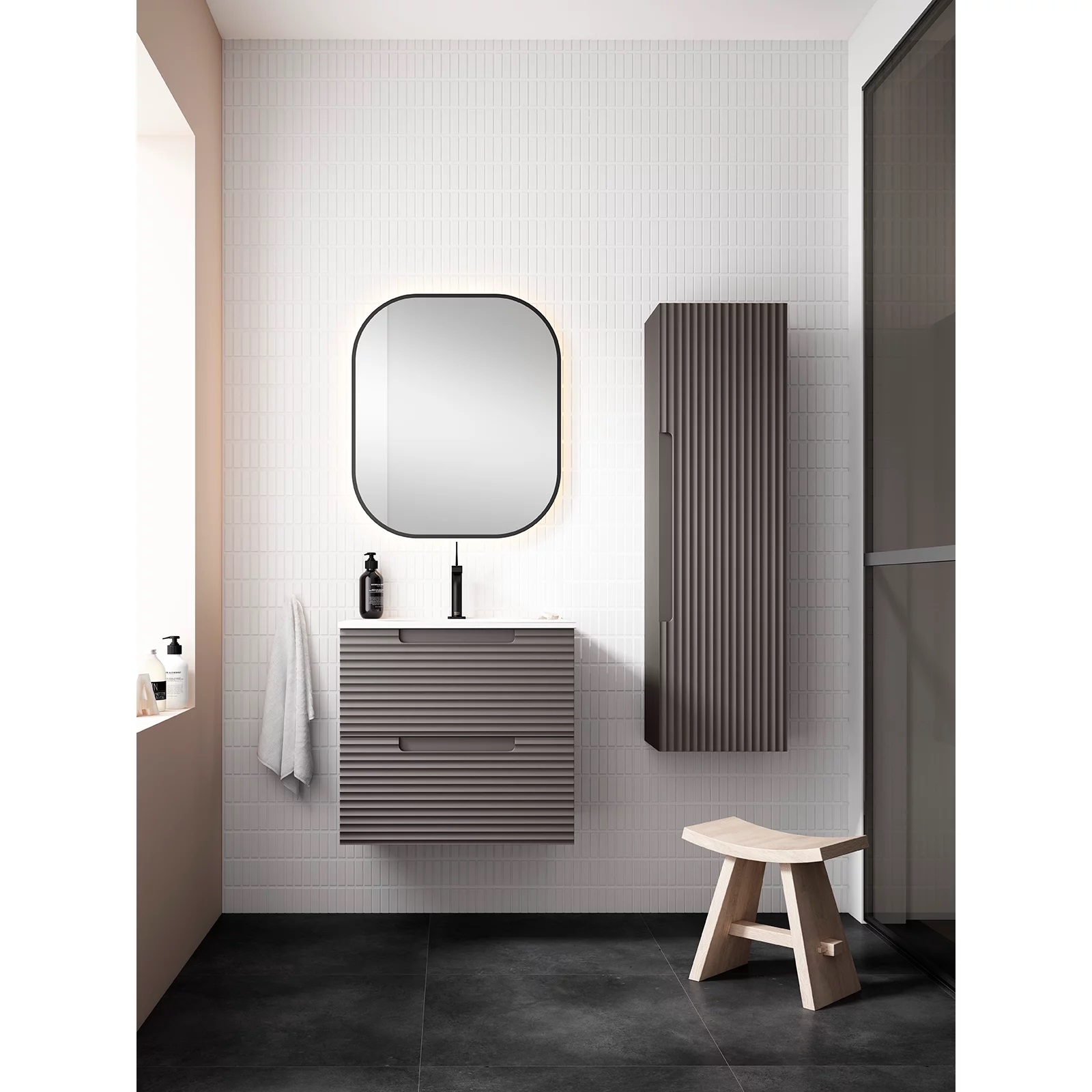 Visobath Kyoto, пенал 120x34.5 см, цвет кварцевый матовый лак (Quarzo)