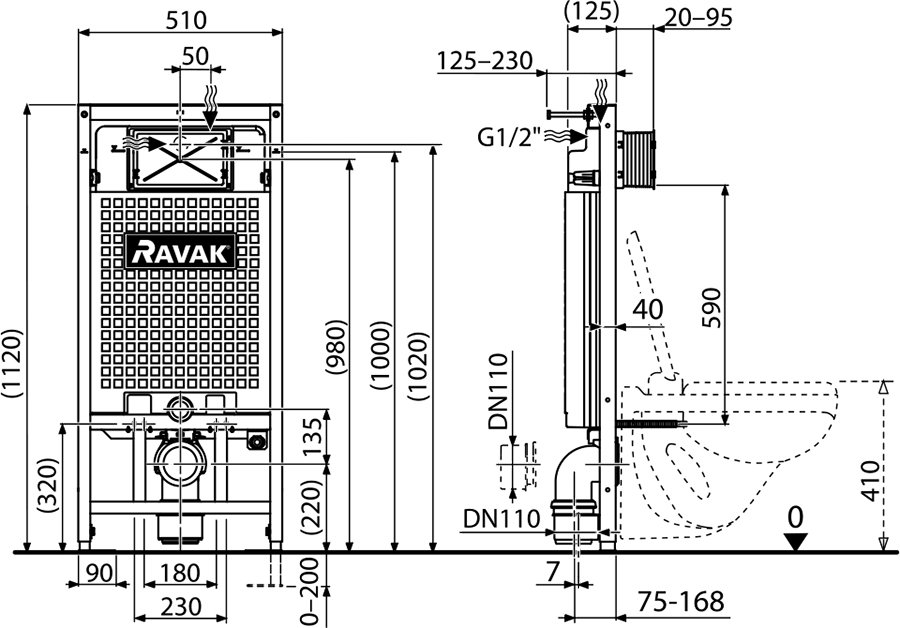 X01703 Монтажный блок G II для подвесного унитаза