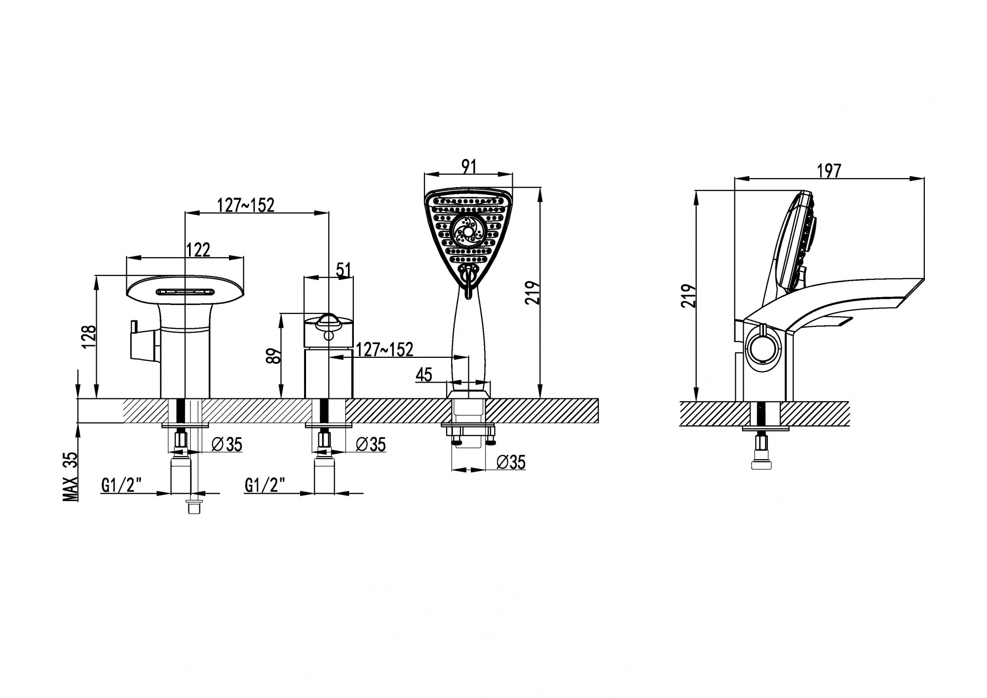 Смеситель на борт ванны Lemark Mars (LM3545C)
