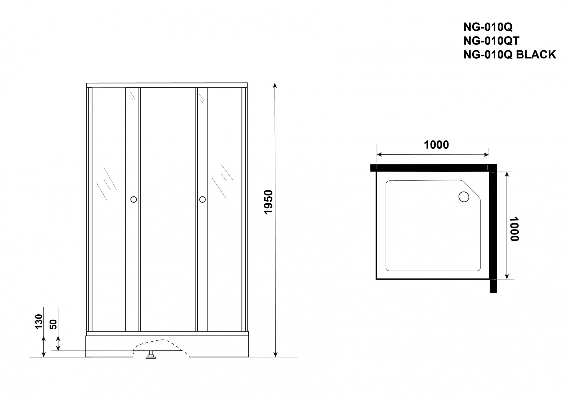 Niagara Eco Душ. уголок NG-010-14QT (1000х1000х1950) низкий поддон(13см) стекло ТОНИРОВАННОЕ,
